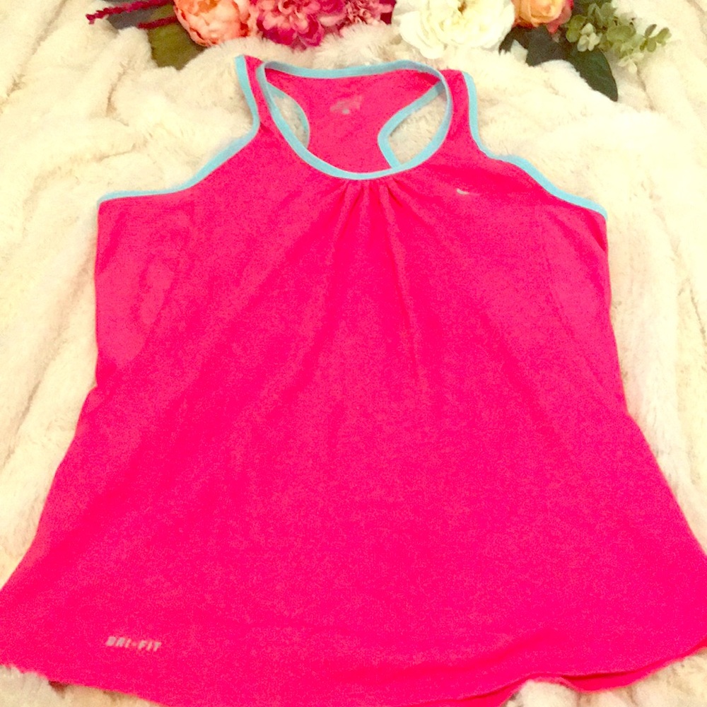 Pink and blue  racer back NiKe workout tank.